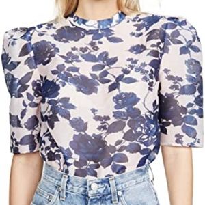 NWT Keepsake the Label Halo Floral Sheer Puff Sleeve Top